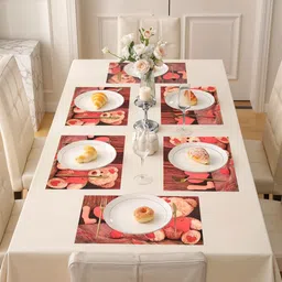 Aura Brown & Red 6 Pieces Printed Waterproof Table Placemats image 5