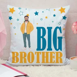 THE QUIRKY HOME White & Blue Printed Square-Shaped Rakshabandhan Gift Pre-Filled Cushion-image-92