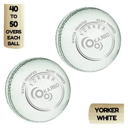 KARBD Cricket Leather Ball 4 Piece 40 to 50 Overs  Pack of 2- Yorker White-picture-25