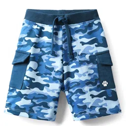 Babyhug Cotton Terry Knit Knee Length Shorts with Camouflage Print - Blue-image-61