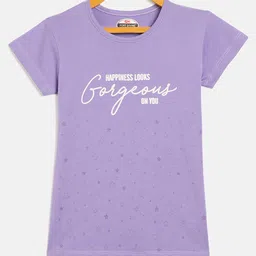 Fort Divine Cotton Lycra Knit Half Sleeves Gorgeous Text Printed Tee - Mauve-picture-25