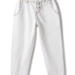 Tales & Stories Cotton Woven Solid Trouser - White image 1