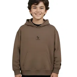 ALAN JONES Cotton Knit Full Sleeves Brand Logo Printed Hoodie - Brown-picture-12