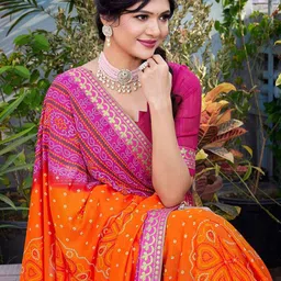 Lookmark Bandhani Pure Georgette Saree image 3