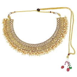 FEMMIBELLA Gold- Plated Stones Studded & Beaded Jewellery Set image 3