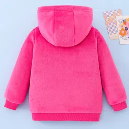 Mark & Mia Full Sleeves Hooded Sweatshirt With Bow Embroidery - Fuchsia image 2