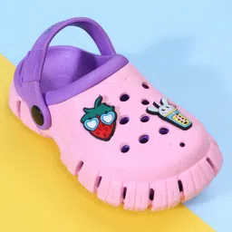 Pine Kids Back Strap Clogs with Applique - Pink image 3