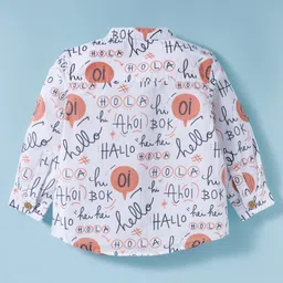 ToffyHouse Cotton Full Sleeves Striped Shirt & Trouser With Suspender With Text Print - White & Rust Orange image 3