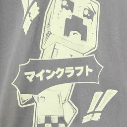 Marks & Spencer Boys Minecraft Printed Drop-Shoulder Sleeves Pure Cotton T-shirt image 3