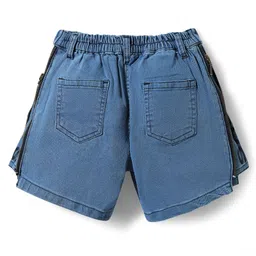 arias by lara dutta Arias Cotton Elastane Woven Shorts with Zipper Detailing at Side & Stretch Medium Wash - Blue image 4