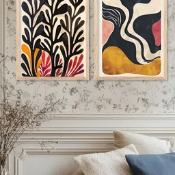 Kotart Black & Yellow 2 Pieces Abstract Printed Wooden Wall Arts-picture-23