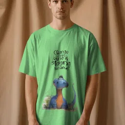 Silver Moon Clothing Graphic Printed Drop-Shoulder Sleeves Pure Cotton T-shirt-image-58