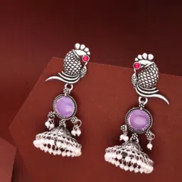 Anouk Peacock Shaped Jhumkas Earrings image 3