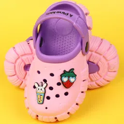 Pine Kids Back Strap Clogs with Applique - Pink image 5