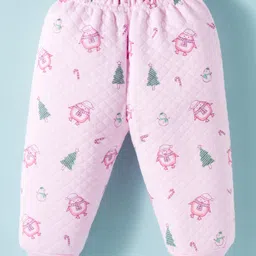 Tango Knit Full Sleeves Hooded Night Suit With Animal Print - Pink image 5