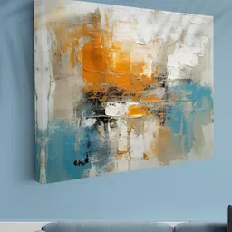 Myntra Elegant Homes Blue & Orange 1 Piece Canvas Abstract Wall Paintings image 5