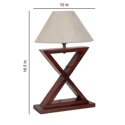 Tucasa SHS-67 Mango Wood Cotton B-22 Table Lamp 17 Inch (Brown and Beige) image 3