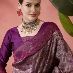 Sangria Woven Design Zari Banarasi Saree With Blouse Piece-picture-36