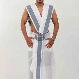 Ethazh Men Solid Cotton Dhoti With Angavastram image 1