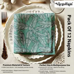 Vargottam 12-Pcs Sea Green & White Printed Cotton Table Napkins image 5