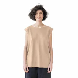 NOTWILD Women Solid Round Neck Cotton T-shirt-image-34