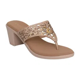 Lascia Women Textured Open Toe Block Sandals with Laser Cuts-picture-21
