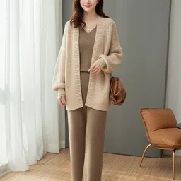 Mast & Harbour Women Boucle Woollen Cardigan-picture-39