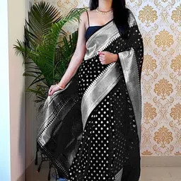 CaniBani Woven Design Zari Silk Blend Banarasi Saree-image-48