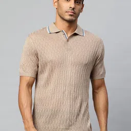 Pierre Carlo Men Self Design Polo Collar T-shirt-picture-33