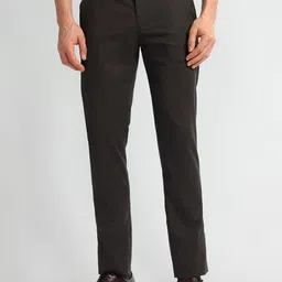 Arrow Men Solid Mid-Rise Printed Trousers image 1