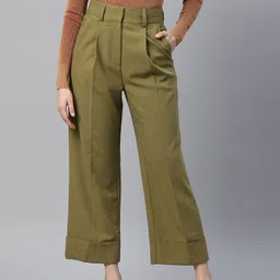 Marks & Spencer Women High-Rise Straight Leg Pleated Trousers-picture-33
