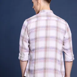 Mast & Harbour Men Standard Lycocell Linen Checked Casual Shirt image 3
