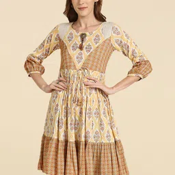 MADHURAM Viscose Rayon Round Neck Printed Tunic image 1
