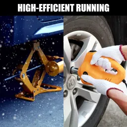 Janvitha 2 in 1 Electric Scissor Jack 2000 Kg (2 Ton) Iron Yellow, JSJS2T image 3