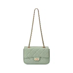 Guess Green Quilted Greenberry Mini Crossbody Flap Bag-image-5