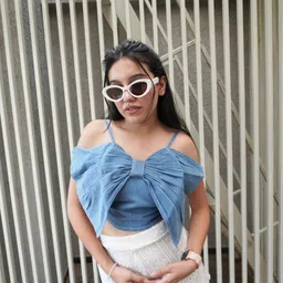 Sugercandy Women Solid Denim Cami Crop Top image 5