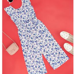 YU by Pantaloons Sleeveless Floral Printed Frill Design Jumpsuit - White-picture-23