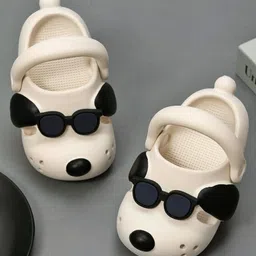 Yellow Bee Puppy With Sunglasses Detailed Clogs - White-picture-20