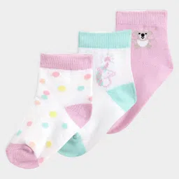 Mi Arcus Bamboo Cotton Pack of 3 Unicorn & Polka Dots Designed Socks - Multi Colour-picture-15