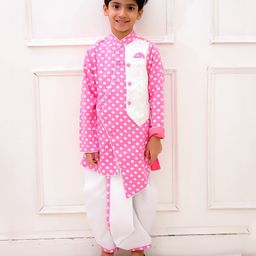 Twisha Cotton Woven Full Sleeves Elephants Printed Dhoti Kurta Set - Baby Pink & White-picture-44