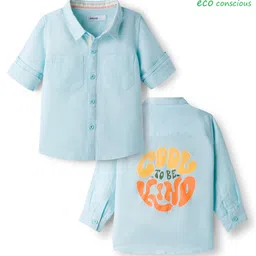 Babyoye 100% Cotton Woven Full Sleeves Solid Colour Shirt - Turquoise-picture-25