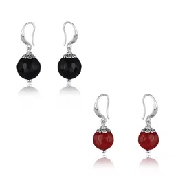 JFL - JEWELLERY FOR LESS Set Of 2 Onyx Beaded Spherical Shaped Droop Earrings-picture-13