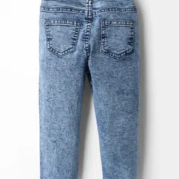 Babyhug Cotton Denim Full Length Washed Jeans With Stretch - Blue image 2
