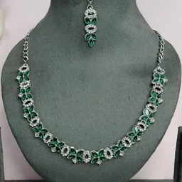 Anouk Rhodium-Plated Stones Studded Jewellery Set image 2