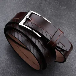 Metronaut Men Textured Leather Formal Belt image 4