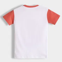 Orange Sugar 100% Cotton Knit Pack Of 2 Half Sleeves Car & Bag Printed Tees - White & Light Blue image 4