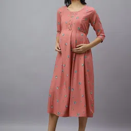 Mammas Maternity Women Print A-Line Midi Dress-image-48