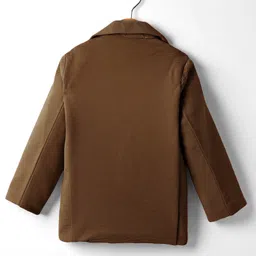 Radutu Full Sleeves Textured Blazer With Typography Printed Tee - Brown & White image 5