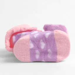 Cute Walk by Babyhug Socks With Heart Design & Cat Face Applique - Purple image 5