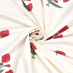 BED-SHEET.COM White & Red Floral Printed Cotton Door Curtains image 4